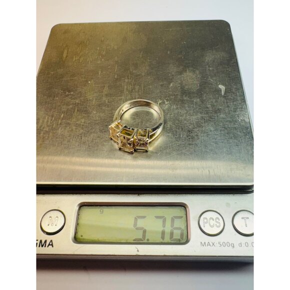 Vintage Estate Sterling Silver 925 3-Stone Cubic Zirconia Wedding Band Ring Sz 7 - Picture 10 of 10